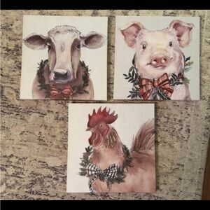 Set of 3 Farm Animal Canvas Prints